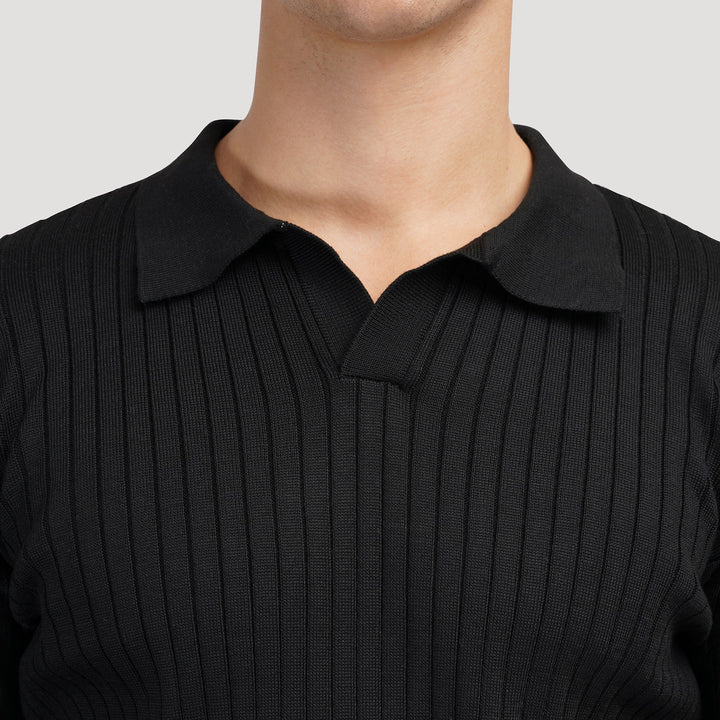 Polo en maille élégante à manches longues pour un look sophistiqué