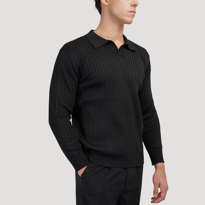 Polo en maille élégante à manches longues pour un look sophistiqué
