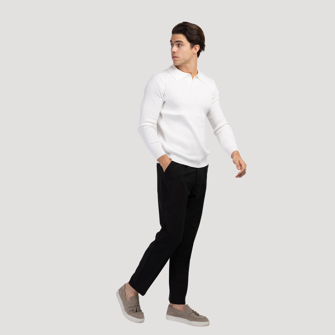 Polo en maille élégante à manches longues pour un look sophistiqué