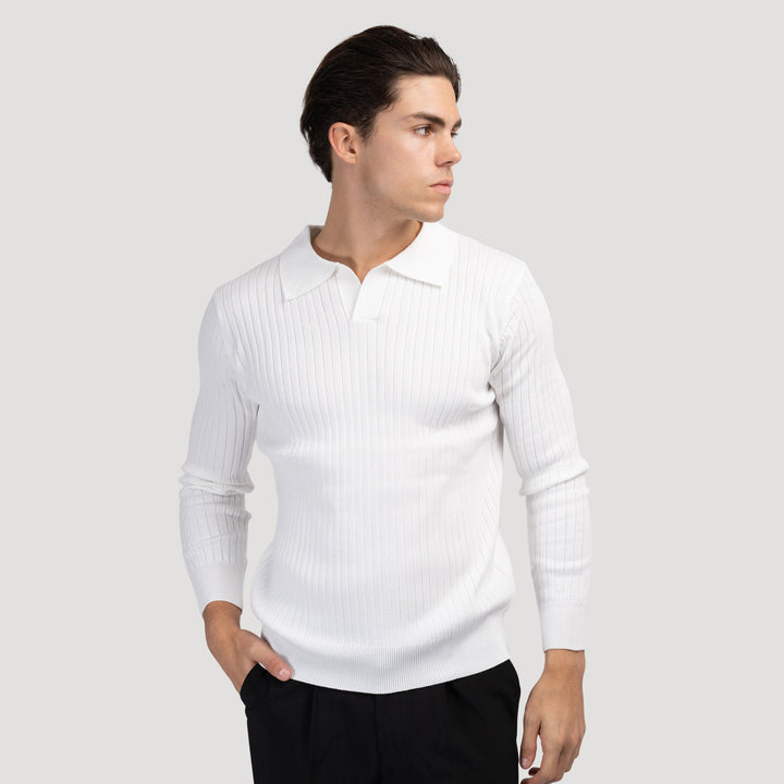 Polo en maille élégante à manches longues pour un look sophistiqué