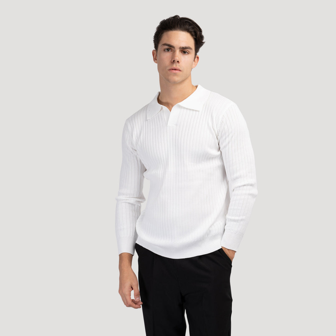 Polo en maille élégante à manches longues pour un look sophistiqué