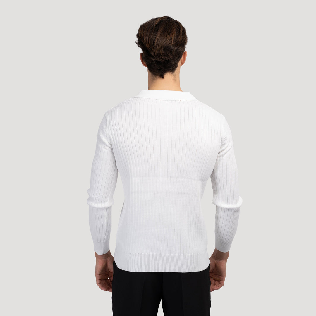 Polo en maille élégante à manches longues pour un look sophistiqué