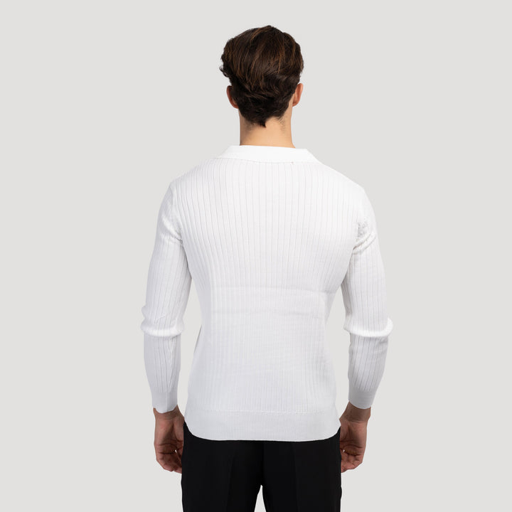 Polo en maille élégante à manches longues pour un look sophistiqué
