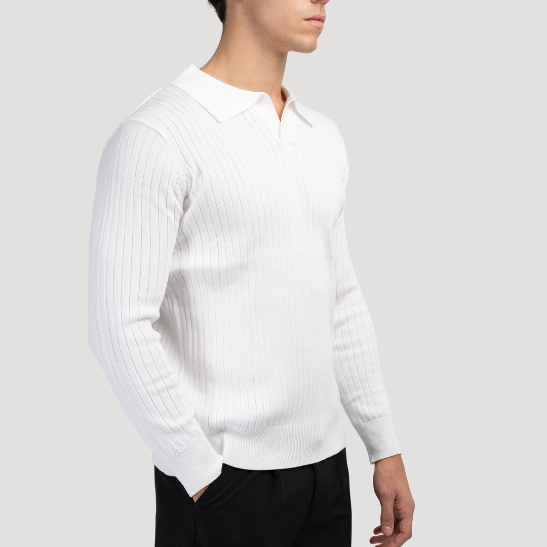 Polo en maille élégante à manches longues pour un look sophistiqué