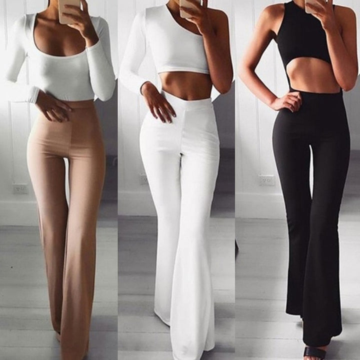 High-waisted flared pants for women - Elegant stretch pants for a trendy and sophisticated look