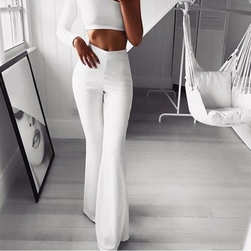 High-waisted flared pants for women - Elegant stretch pants for a trendy and sophisticated look
