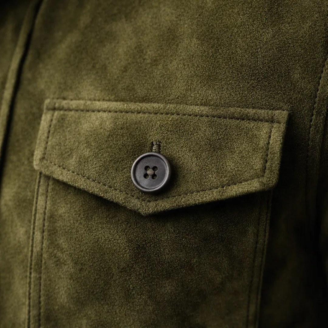 Veste militaire décontractée en cuir suédé pour homme, idéale pour l’automne