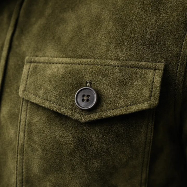 Veste militaire décontractée en cuir suédé pour homme, idéale pour l’automne