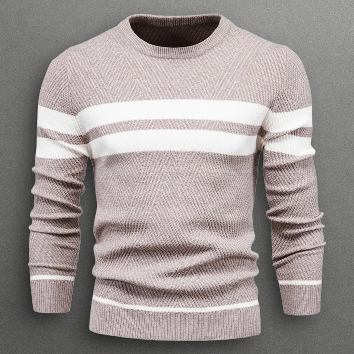 Pull homme rayé en coton à col rond pour l’automne