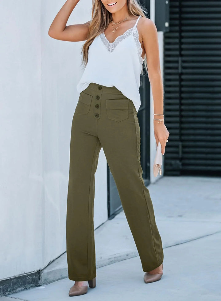 Pantalon Large Taille Haute - Un Pantalon Décontracté Confortable et Stylé pour Chaque Occasion