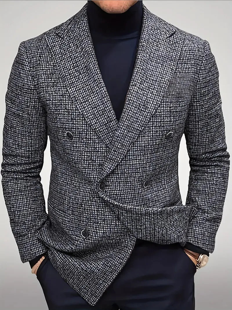 Veste blazer homme à carreaux croisée | Coupe ajustée slim fit et silhouette moderne