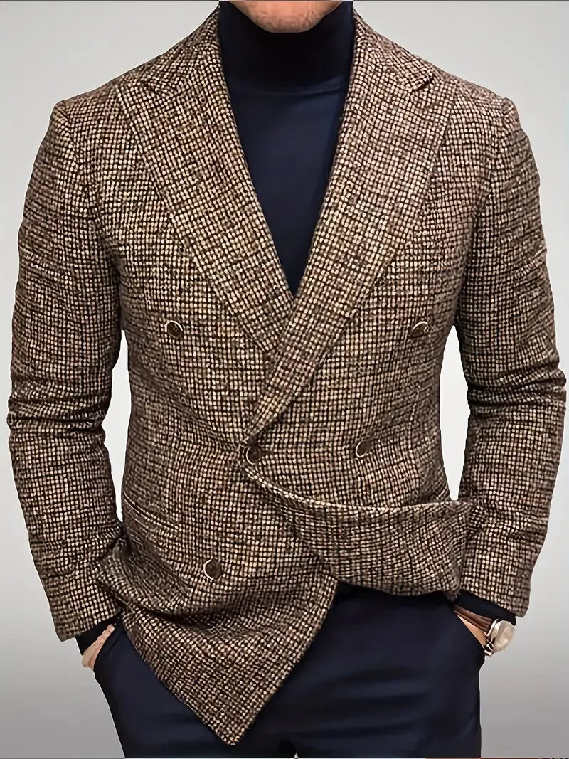 Veste blazer homme à carreaux croisée | Coupe ajustée slim fit et silhouette moderne