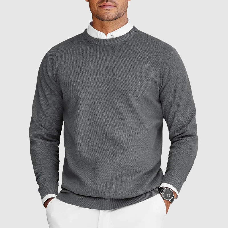 Pull homme classique en coton à col rond pour l’automne