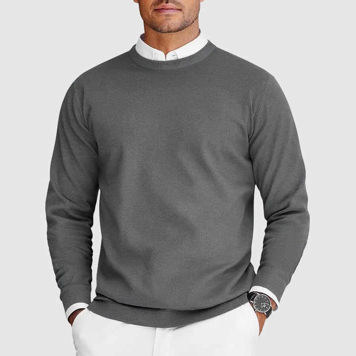 Pull homme classique en coton à col rond pour l’automne