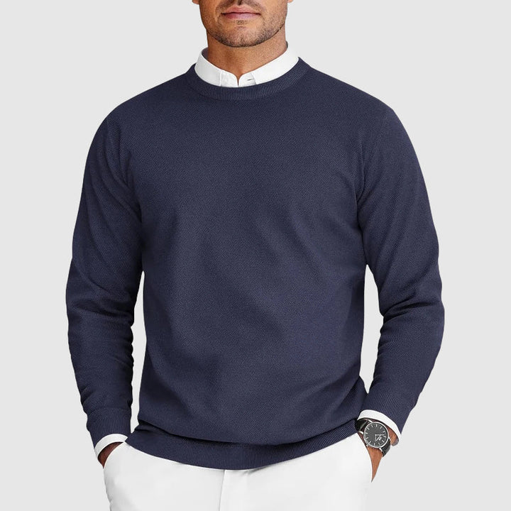 Pull homme classique en coton à col rond pour l’automne