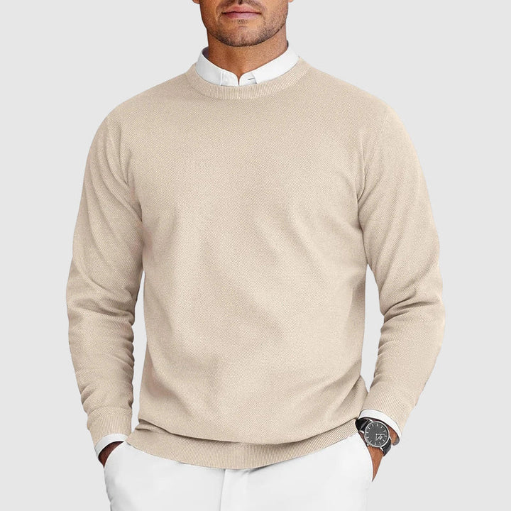 Pull homme classique en coton à col rond pour l’automne