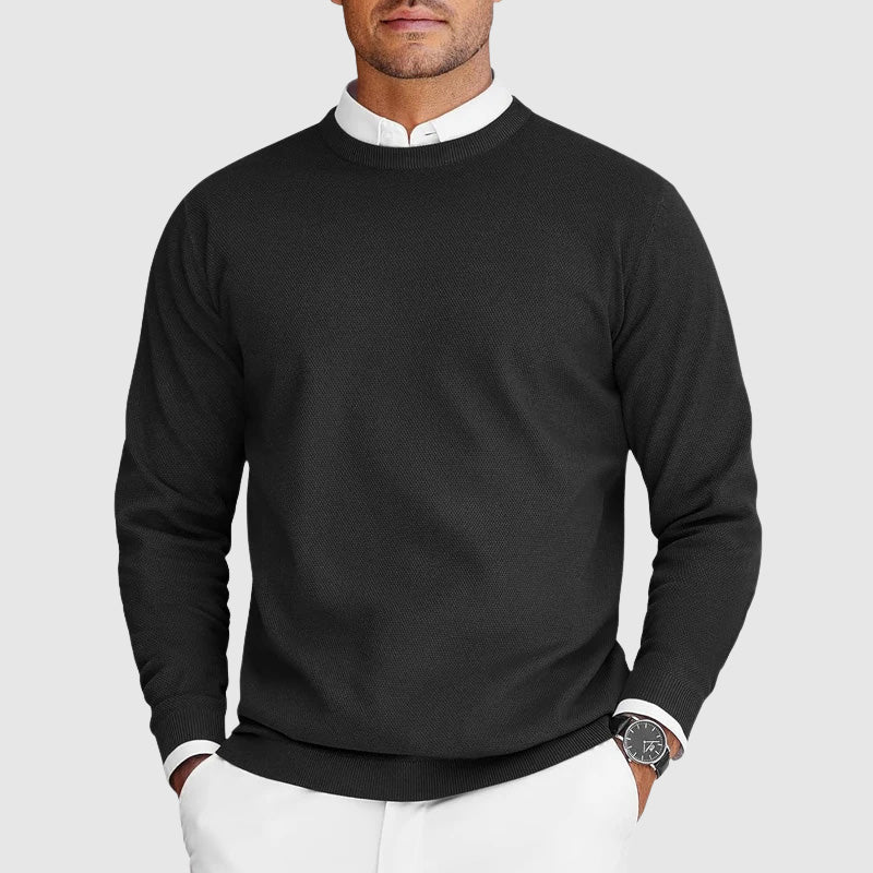 Pull homme classique en coton à col rond pour l’automne