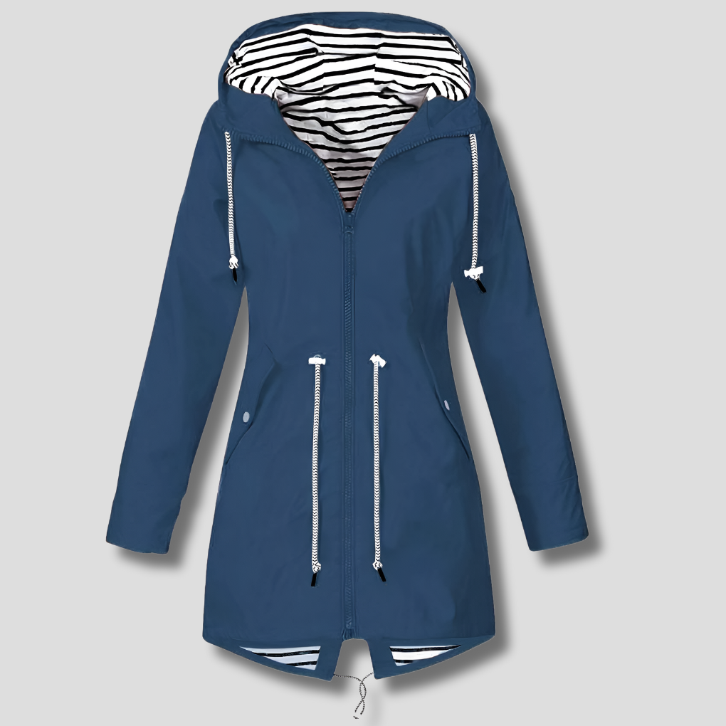Waterproof women's polyester jacket with hood for autumn, windproof