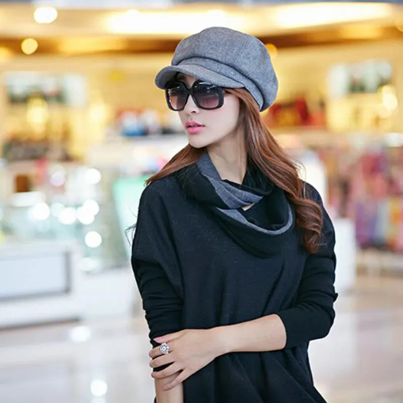 Women’s vintage-style cotton newsboy cap for late summer and autumn
