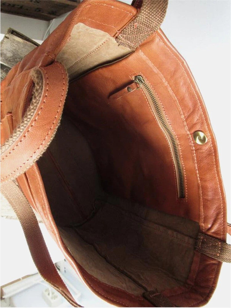 Sac cabas en cuir pour femme, sac à bandoulière d’automne