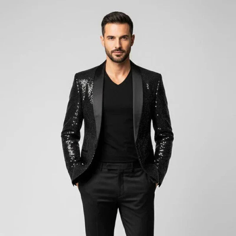 Veste de smoking homme en laine scintillante pour soirées d’automne