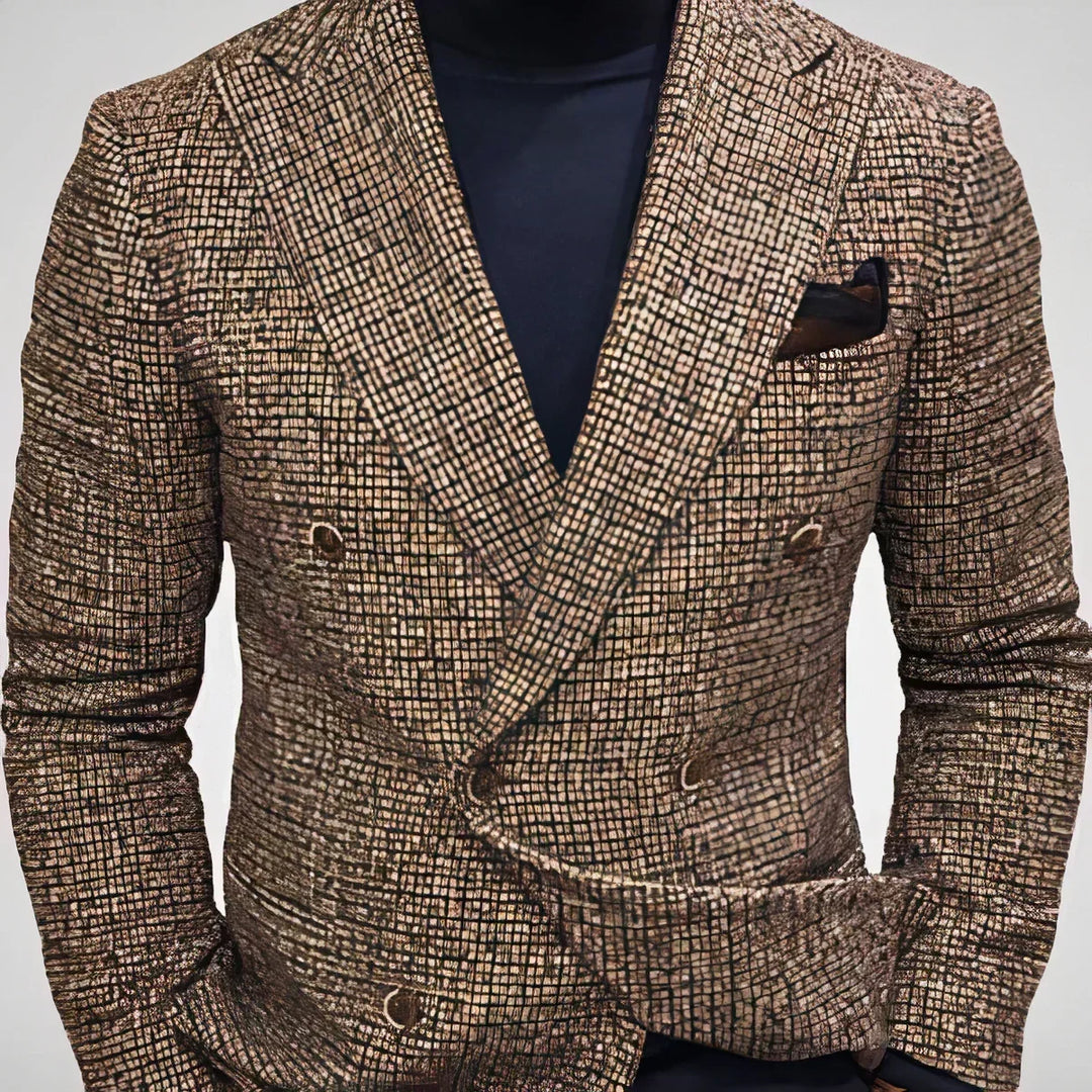 Veste de costume croisée élégante en laine pour homme, idéale pour l’automne