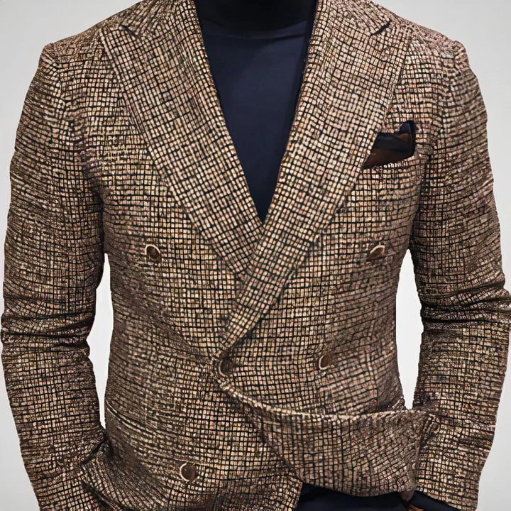 Veste de costume croisée élégante en laine pour homme, idéale pour l’automne