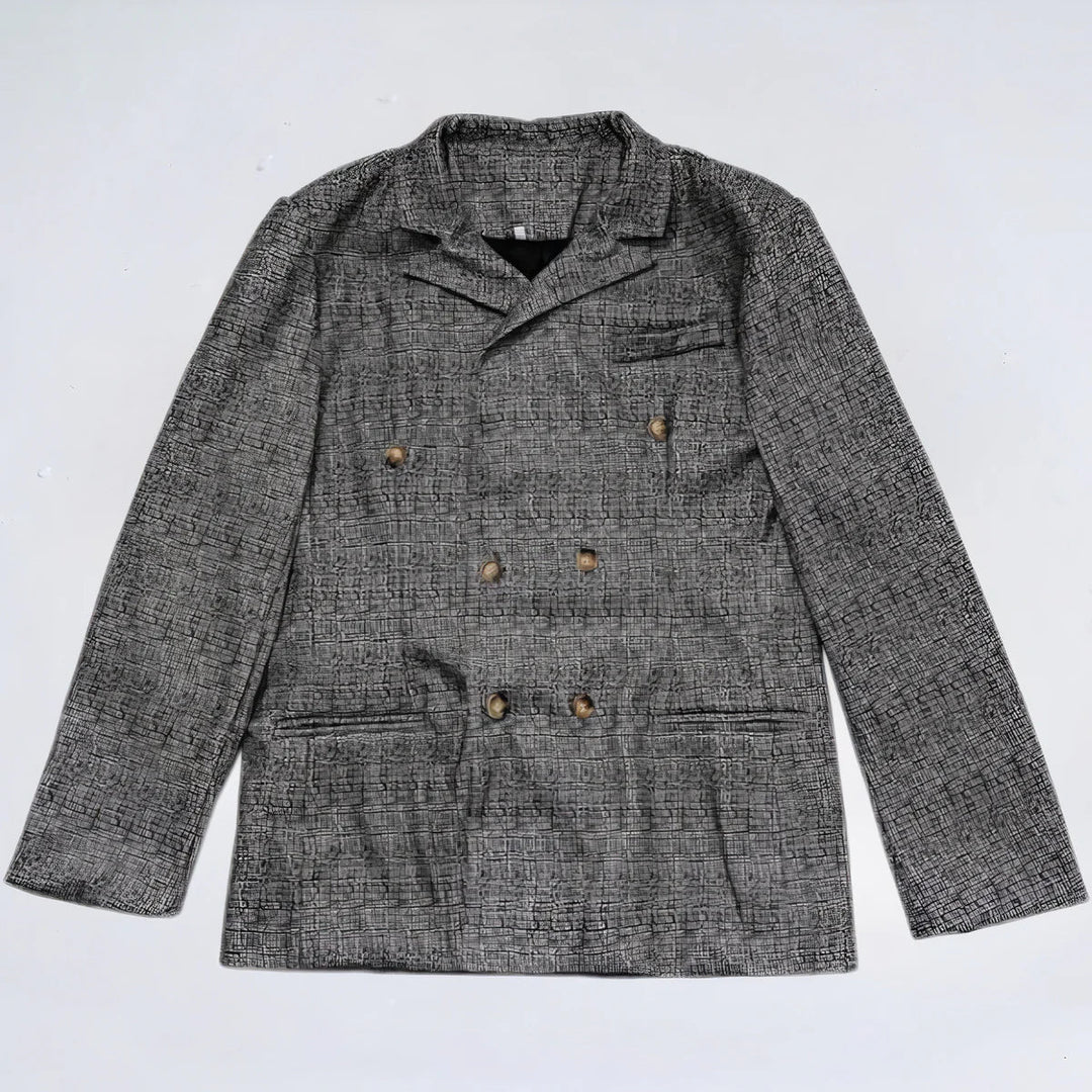 Veste de costume croisée élégante en laine pour homme, idéale pour l’automne