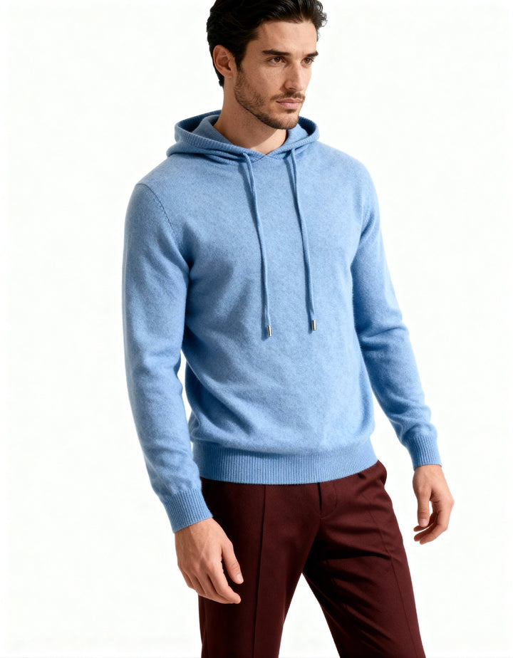 Pull à capuche pour homme en cachemire, sweat élégant d’automne