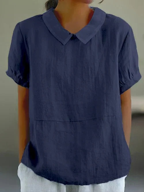 Blouse Élégante Celandine pour Femmes à Manches Courtes et Col Rond pour un Look Chic et Confortable