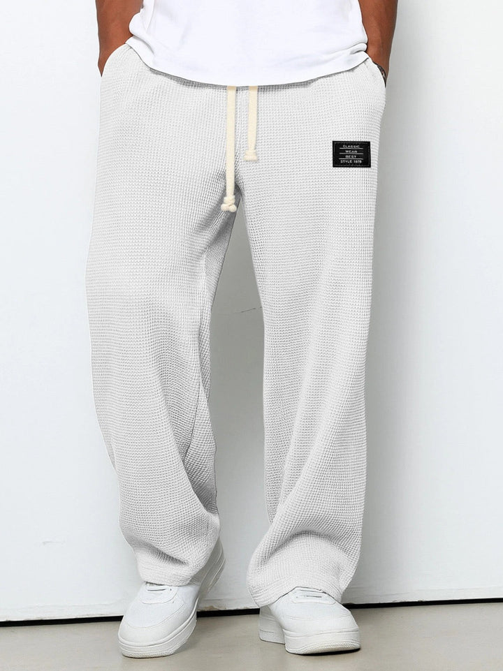 Pantalon homme en tissu, coupe ample à jambes larges, en coton, pour l’automne