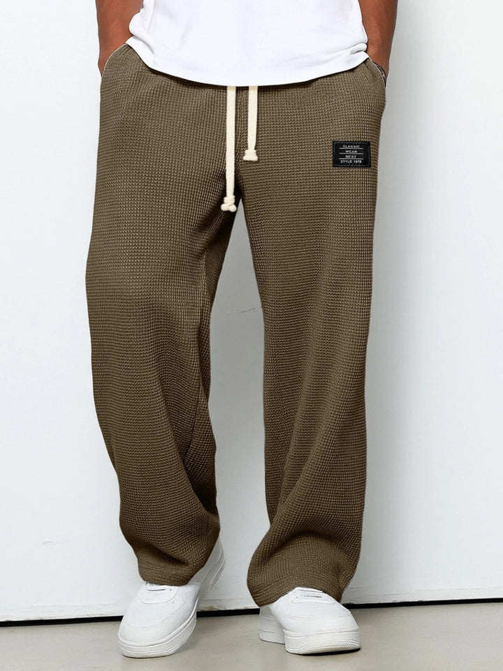 Pantalon homme en tissu, coupe ample à jambes larges, en coton, pour l’automne