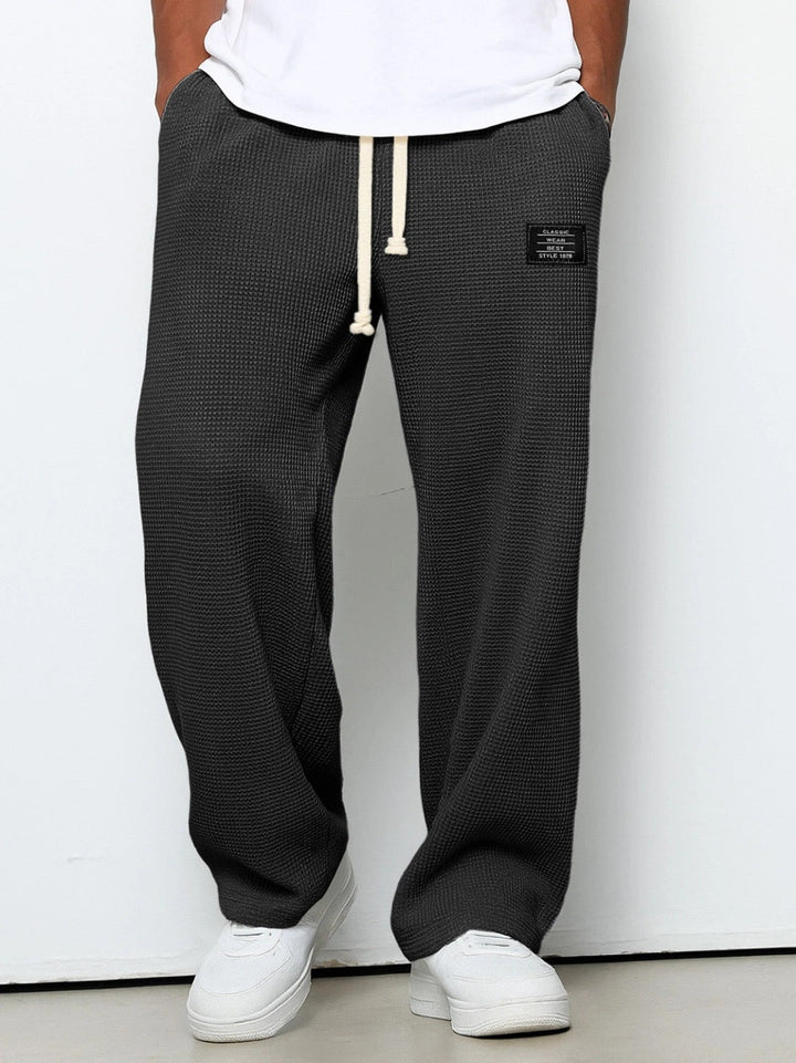 Pantalon homme en tissu, coupe ample à jambes larges, en coton, pour l’automne