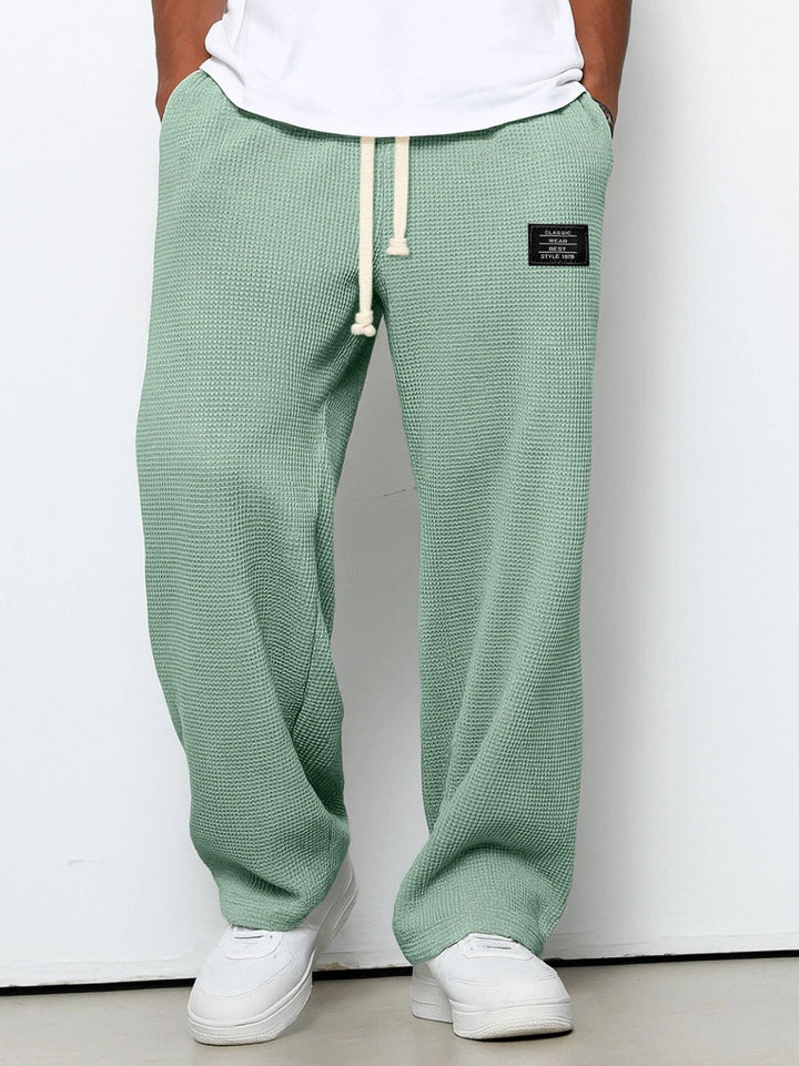 Pantalon homme en tissu, coupe ample à jambes larges, en coton, pour l’automne