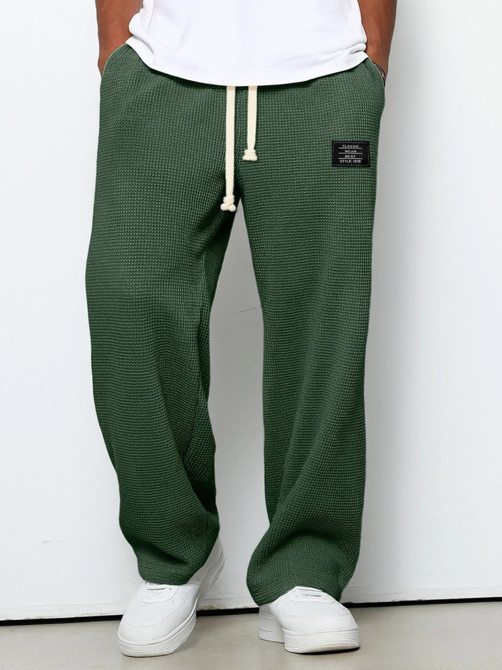 Pantalon homme en tissu, coupe ample à jambes larges, en coton, pour l’automne