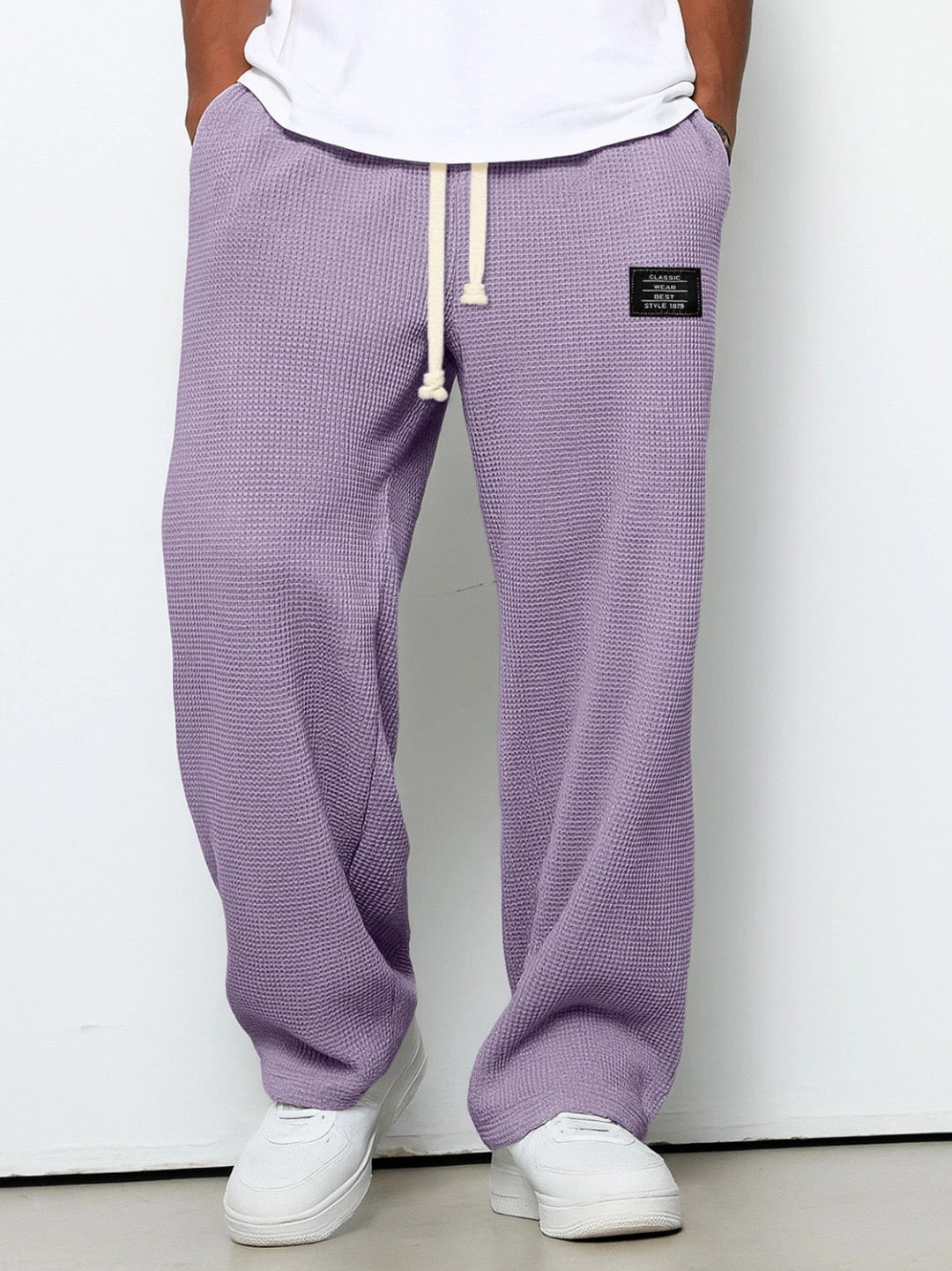 Pantalon homme en tissu, coupe ample à jambes larges, en coton, pour l’automne