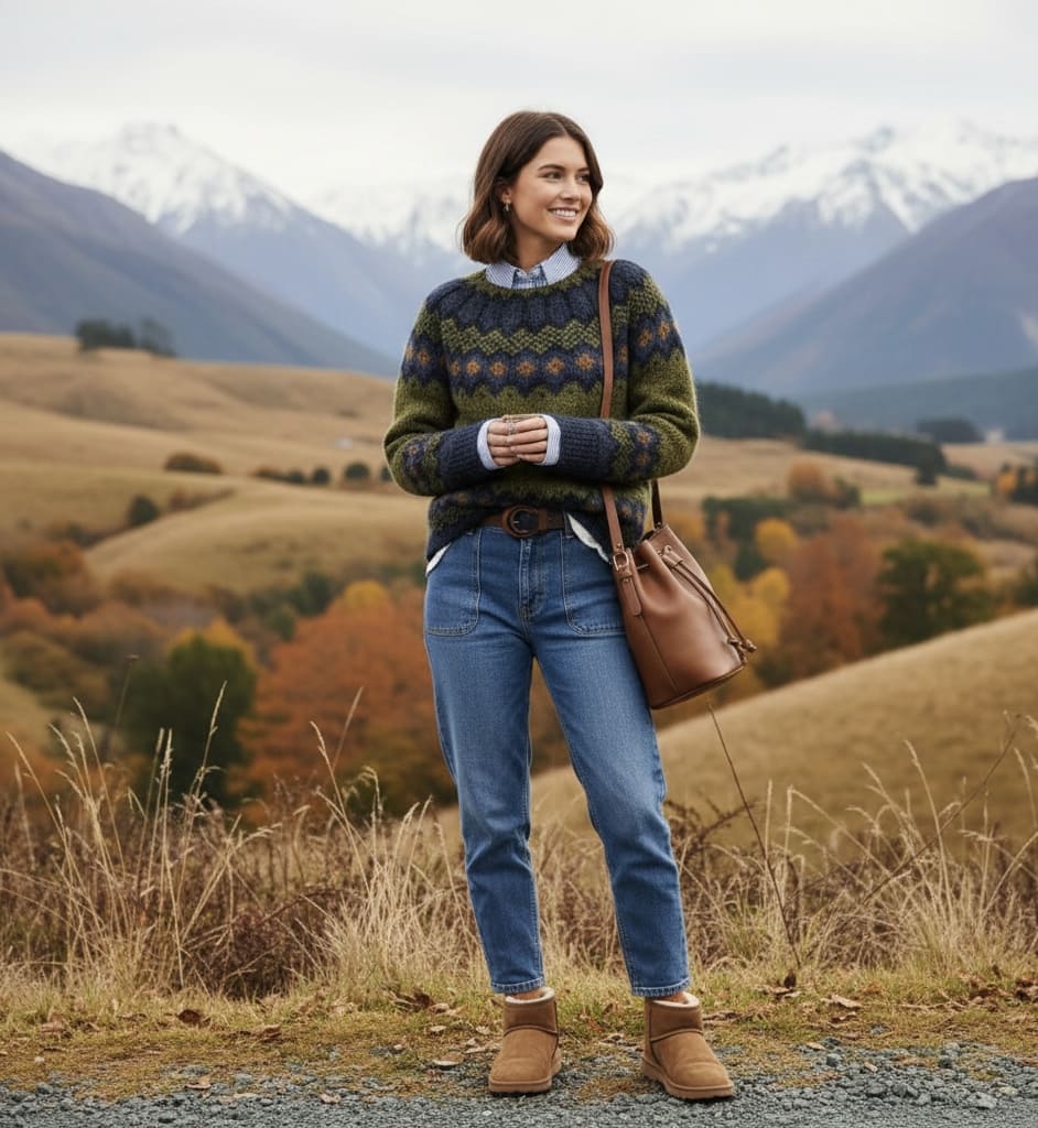 Women's knitted Nordic-pattern sweater for autumn