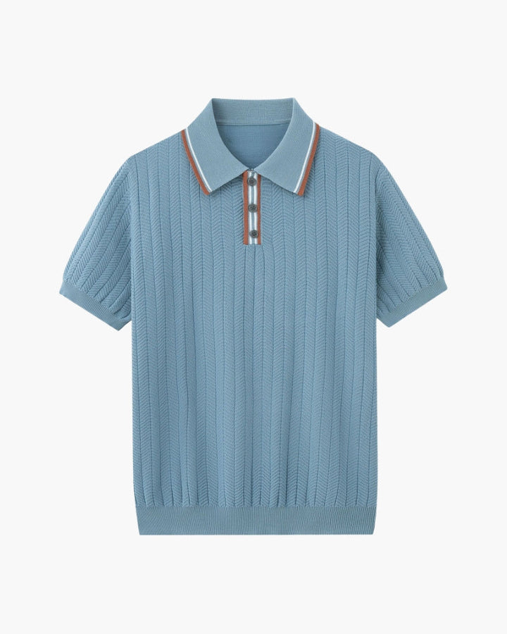 Theo | Polo tricot légère d'été avec un col contrasté élégant