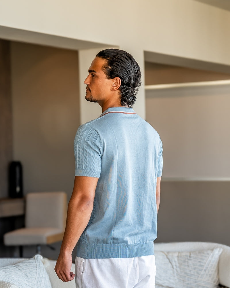 Theo | Polo tricot légère d'été avec un col contrasté élégant