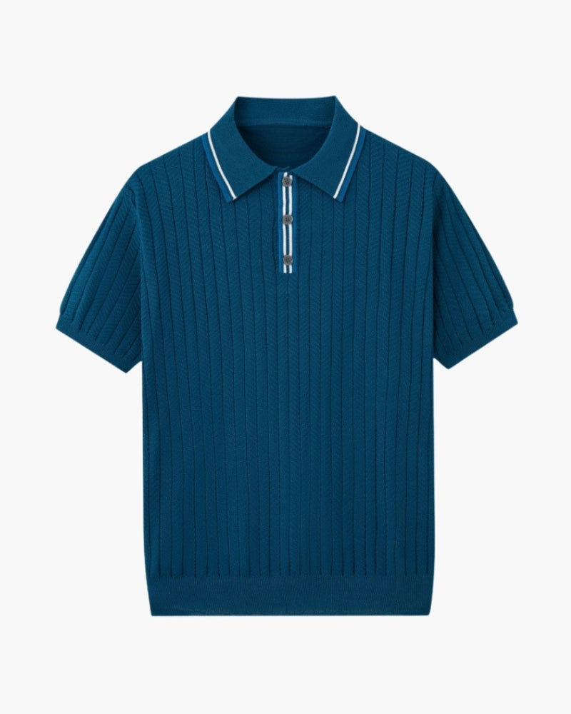 Theo | Polo tricot légère d'été avec un col contrasté élégant