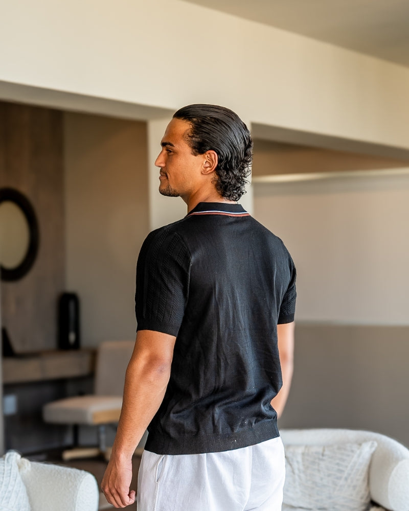 Theo | Polo tricot légère d'été avec un col contrasté élégant