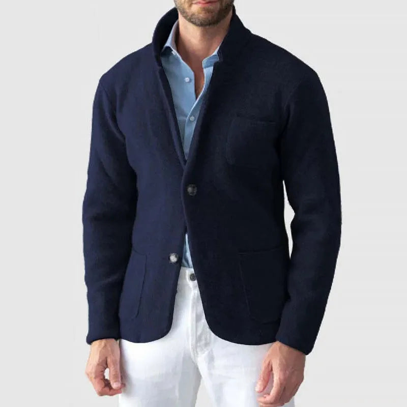 Veste de costume homme ajustée en laine, élégante, automnale, à boutonnage simple