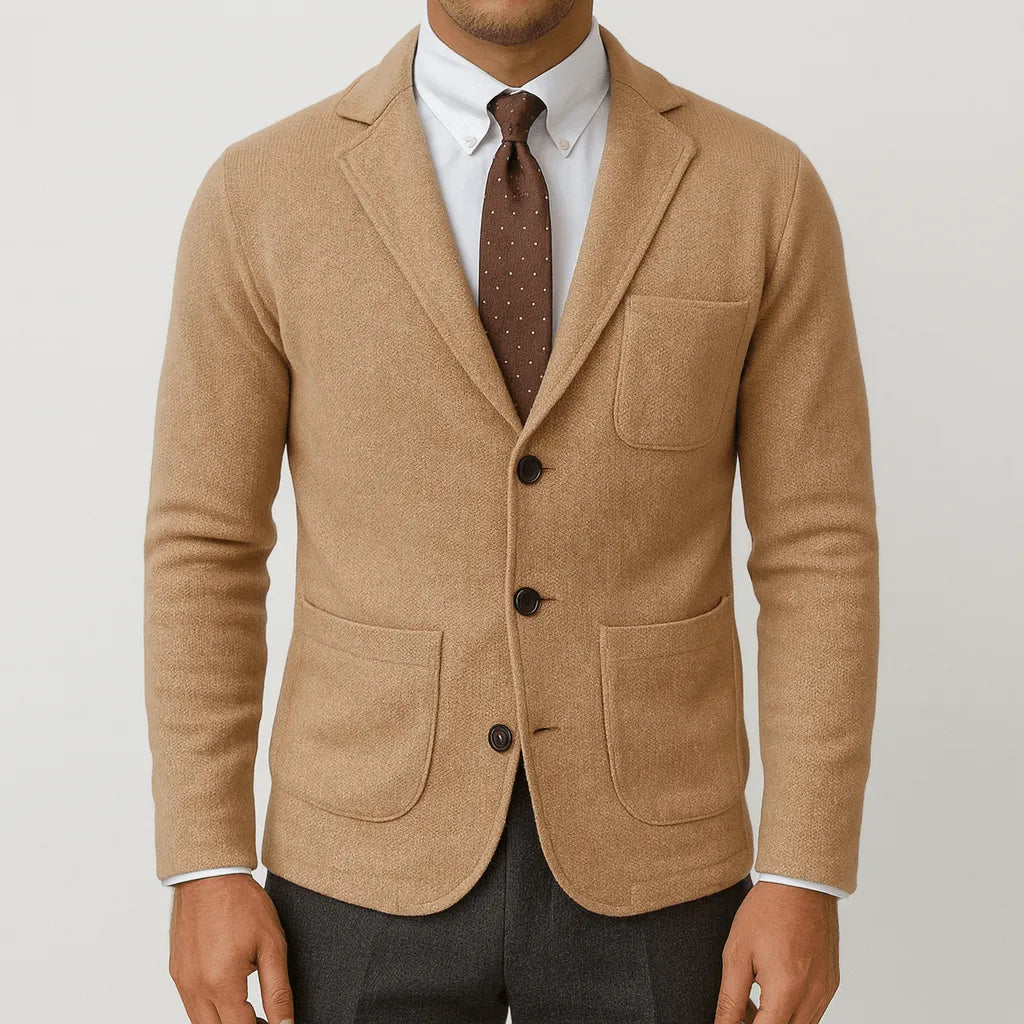 Veste blazer homme cintrée en laine, à un bouton, élégante pour l’automne