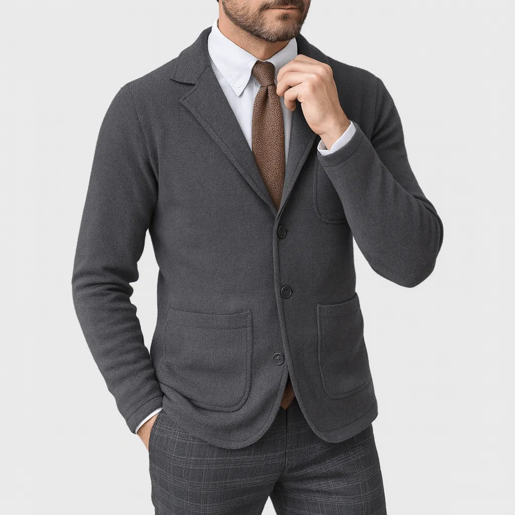 Veste blazer homme cintrée en laine, à un bouton, élégante pour l’automne