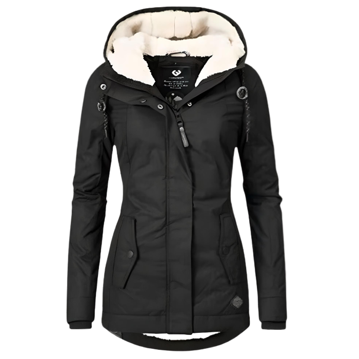 Elegant long waterproof winter coat for women, windproof and thermally insulated