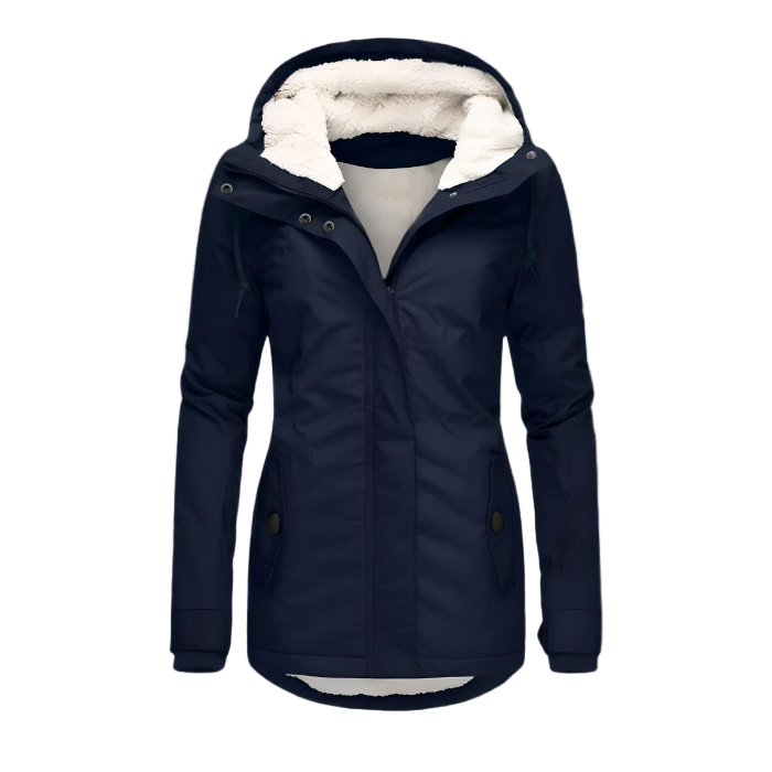 Elegant long waterproof winter coat for women, windproof and thermally insulated