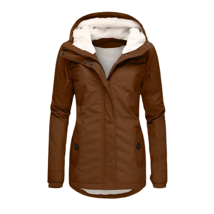 Elegant long waterproof winter coat for women, windproof and thermally insulated