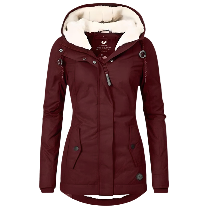 Elegant long waterproof winter coat for women, windproof and thermally insulated