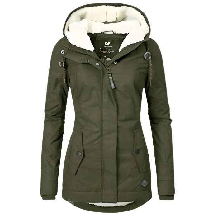 Elegant long waterproof winter coat for women, windproof and thermally insulated