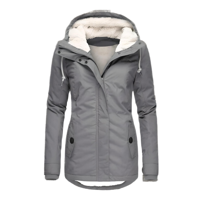 Elegant long waterproof winter coat for women, windproof and thermally insulated